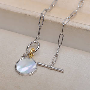 S925 <b>Silver</b> Coarse <b>Cross</b> Chain Set Men's Women's Shell Baroque Jewelry <b>Pendant</b> Necklace Fashionable Fashion <b>Pendant</b> Necklaces - Product Image 3