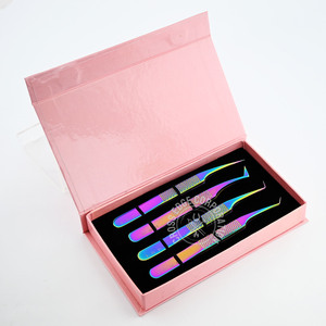Multi Color lash extension fiber Eyelash Tweezers Stainless Steel Pointed Tip Makeup Eyelash <b>Tool</b> 45 90 Degree Isolation Tweezer - Product Image 2