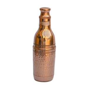 Shiny Look Liquid <b>Bottle</b> With Hammered Design and Original Quality Copper <b>Metal</b> <b>Bottle</b> Shiny Polished Finishing <b>Water</b> <b>Bottle</b> - Product Image 1