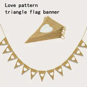 Amour Image Triangle Bannière Décoration De Fête De Mariage 13x17CM Crée Une Atmosphère Couleur Drapeau Décoratif Lin Triangle Drapeau