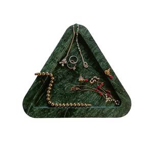 Irregular Shape Marble <b>Decorative</b> <b>Plate</b> Green Stone Jewelry Display Tray Oriental Style Vanity Organizer Wedding Table Decor - Product Image 3