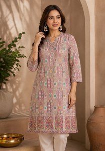 Veste Sherwani en soie 100% légère à motifs pour hommes, filles et garçons, tunique formelle à manches longues, tenue ethnique pour mariage et fête - Product Image 2