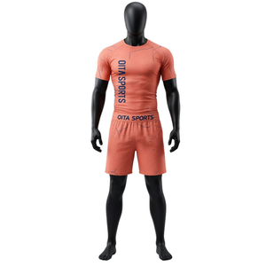 Coral Peach <b>Navy</b> Men Compression T Shirt and Shorts <b>Set</b> Quick Dry Stretch Fitness <b>Gym</b> Running Training Workout Performance Sport - Product Image 1