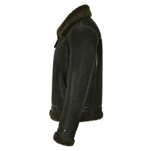 VORNEX INDUSTRY Latest Sheepskin <b>Shearling</b> Fur Bomber <b>Jacket</b> Green Grain Winter Eco-Friendly Real White Sheepskin <b>Men</b> - Product Image 6