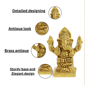 Handcrafted Brass Ganesha Idol Statue for Home Decor Puja Room Office <b>Desk</b> and Spiritual Gift - Product Image 3