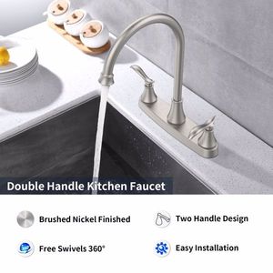 Rubinetto da Cucina Estraibile Monocomando ad Arco Alto in Nichel Spazzolato, Miscelatore Lavello in Acciaio Inossidabile di Alta Qualità - Product Image 5
