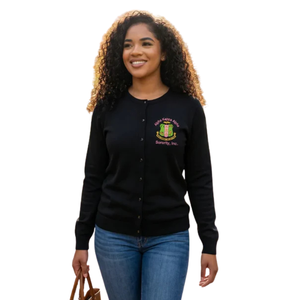Cardigan en tricot noir pour femme, brodé, boutonné sur le devant, style décontracté, léger, vêtement d'extérieur tendance - Product Image 2