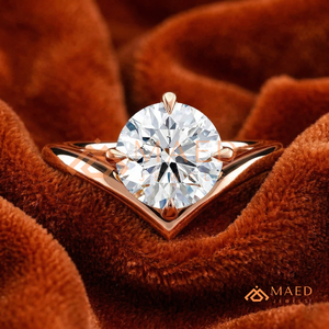 แหวนเพชรทรงกลมชุบทองคำชมพู 18K – แหวนวันครบรอบทรงโรแมนติกแบบโซลิแทร์ - Product Image 1