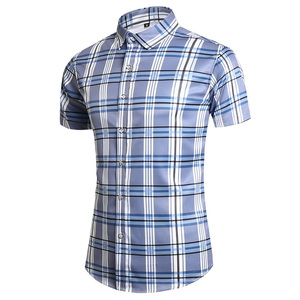 เสื้อเชิ้ตผ้าฝ้ายโพลีเอสเตอร์ทอแบบลำลอง เสื้อเชิ้ตติดกระดุมสำหรับผู้ชายที่ระบายอากาศได้ดีและสวมใส่สบาย - Product Image 1