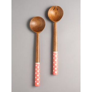 Hand Carved Mango Wood <b>Salad</b> Servers Eco-Friendly Dishwasher Safe <b>Salad</b> <b>Tools</b> - Product Image 3