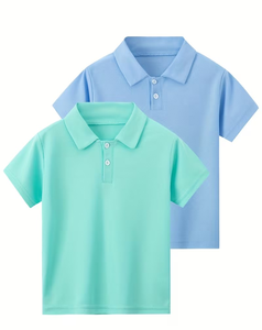 Floral Printed Breathable Quick Dry Jersey Compressed Short Sleeve Polo Shirt for Boys Casual Pink Collar Design - Product Image 1