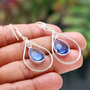 Boucles d'oreilles en Tanzanite, argent sterling 925, pierre précieuse naturelle, bijoux faits à la main pour femmes, vente en gros - Product Image 4