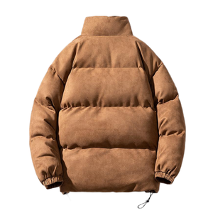 Blouson d'hiver matelassé pour homme, coupe-vent, enduit, écologique, avec capuche et col montant, en coton teint uni, personnalisable ODM/OEM - Product Image 3