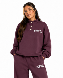 Conjunto Deportivo Oversize para Mujer, Sudadera con Cuello Alto y Botones, Ropa Deportiva de Invierno y Otoño, Pantalones Deportivos Holgados de Alta Calidad, DTF - Product Image 4