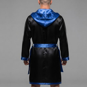 Robe de boxe personnalisée pour hommes, légère, en satin, à manches longues, avec ceinture ajustable, hautement respirante, écologique et moderne - Product Image 4