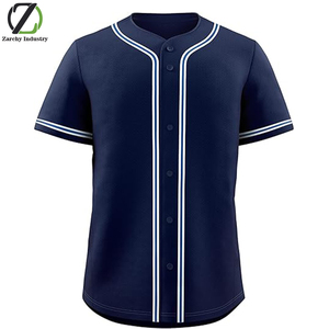 Maillot de baseball vierge unisexe décontracté respirant d'été à manches courtes boutonné pour uniforme de sport d'équipe - Product Image 1