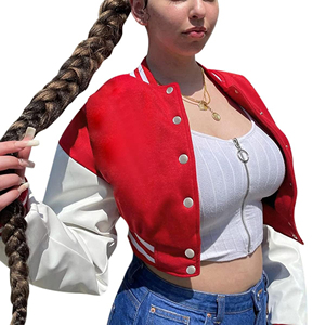 Oem Odm Service 2026 Womens Varsity Jacket With Letter W Logo Full Sleeve Turn Down Collar Autumn Wear White Pants Outfit - Product Image 5