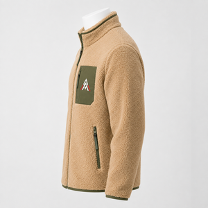 Men Custom Polar Fleece Sherpa <b>Jacket</b> | Stand Collar Berber Shearling Winter <b>Jacket</b> Casual <b>Reversible</b> Design Front Windproof - Product Image 2