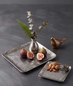 Plateau de service multifonctionnel moderne en métal, forme carrée, style vintage, pour hôtels, cuisines, restaurants, finition couleur argent - Product Image 4