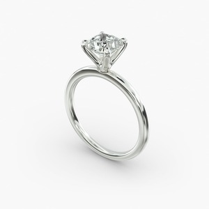 Bague de fiançailles en platine avec diamant taille coussin, sertissage classique à griffes, forme carrée pour femme, bijoux fins - Product Image 4