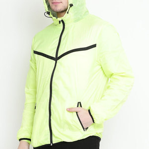 Veste matelassée coupe-vent jaune fluo pour homme avec fermeture éclair, style sportif, vêtements d'extérieur pour le printemps, vestes en nylon - Product Image 2