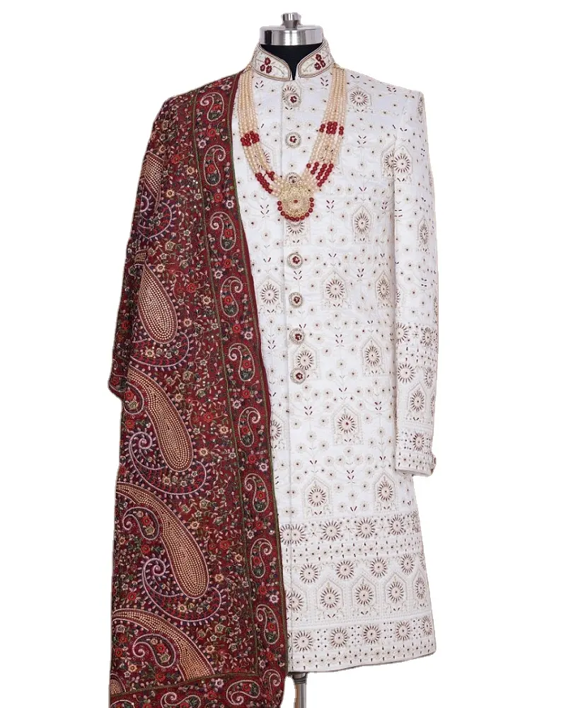 Ontwerper Sherwani Voor Heren Boetiekstuk Sherwani Nieuwste Heren Sherwani Sets Indiase Traditionele Trouwkleding