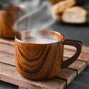 Ensemble tasse et soucoupe en bois au design simple, écologique et personnalisable, de haute qualité, pour usage domestique et en voyage – Exportations Craft Emporium - Product Image 4