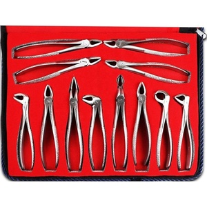 Kit d'instruments chirurgicaux dentaires manuels 10 pièces, forceps d'extraction en acier avec poignée moletée argentée, Classe I - Product Image 5