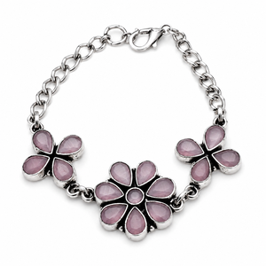 Pulsera de Fiesta con Diseño Floral Rosa, Estilo Étnico, con Cuentas Oxidadas y Engaste de Bisel, para Mujer, Venta al por Mayor, Proveedor a Granel - Product Image 1