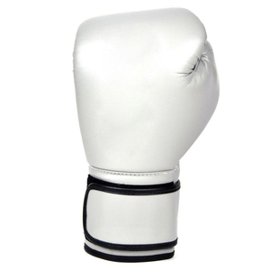 <b>Silver</b> PU Boxing <b>Gloves</b> with Velcro Closure for Adults Sparring Training Gear - Product Image 3