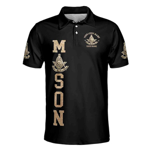 Polo homme sur mesure de haute qualité, personnalisé avec nom et numéro de loge 3D, motif soleil, manches courtes, en toile unie - Product Image 2