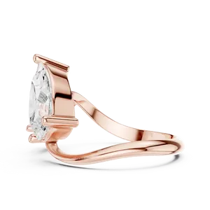 แหวนหมั้น Toi Et Moi แบบ Unisex ทองคำแท้ 18K ทรงกลมประดับเพชรทรงหยดน้ำเพาะเลี้ยง ดีไซน์สี่ก้านแบบ East West Bypass - Product Image 4