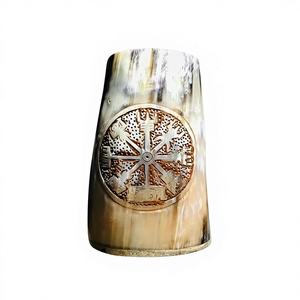Best Selling Carved Portable Organic Material Viking Flower Shape Horn <b>Beer</b> Mugs Art & Collectible Event Supplies Parties - Product Image 6