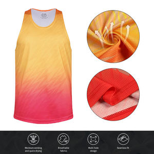 100% Polyester Running Tank <b>Top</b> Custom Thermal Sublimation Men Light Weight Fitness Tank <b>Tops</b> - Product Image 5