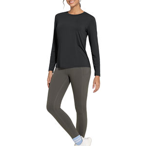 T-shirt de yoga personnalisé pour femme, vêtement de sport doux, col rond, manches longues, t-shirt de sport pour l'entraînement en plein air, coupe ajustée, t-shirt de yoga pour la salle de sport - Product Image 5