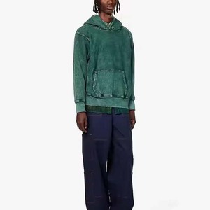 Sweat-shirt à capuche surdimensionné en molleton 100 % coton French Terry, délavé à l'acide, déchiré et vieilli, effet soleil, grande taille pour homme - Product Image 4