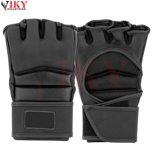 Gants de MMA en cuir noir personnalisés, épais et renforcés, pour l'entraînement et le sparring, protection des mains, nouvelle tendance - Product Image 1