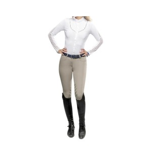 Pantalons d'équitation pour femmes avec patchs aux genoux, beige, classiques, pour le saut d'obstacles et le dressage, vente en gros - Product Image 2