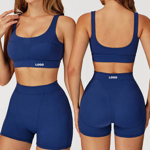 Nouvel ensemble short taille haute personnalisé pour femme – Tenue de sport et fitness d'été, legging court de yoga, ensemble cycliste pour femme - Product Image 1