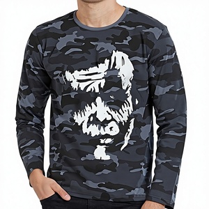 Fabricante directo Tirupur Camiseta unisex Super Fit Poly Cotton Camuflaje Estampado O-cuello Punk Camiseta de entrenamiento para hombres en línea - Product Image 1