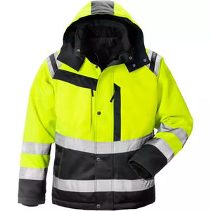 Veste de sécurité à capuche pour homme, tissu Oxford 300D, imperméable, avec éclairage LED, haute visibilité, conforme aux normes ANSI Classe 1 et EN ISO Classe 1, réfléchissante pour l'hiver - Product Image 1