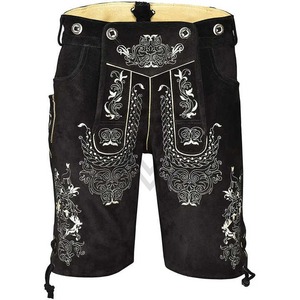 Nouveaux shorts traditionnels bavarois pour hommes, Lederhosen, fabriqués sur mesure, motif uni, style Trachten, pour l'Oktoberfest allemand. - Product Image 4