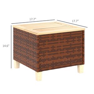 Tavolino da Esterno con Gambe in Legno di Abete Naturale e Rattan PE, Resistente alle Intemperie - Product Image 3