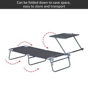 Sedia Pieghevole da Esterno Grigia con Parasole, Chaise Longue per Prendere il Sole e Rilassarsi a Bordo Piscina - Product Image 4