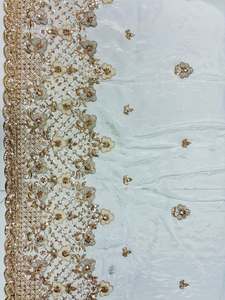 Tissu en crêpe de soie pur de qualité supérieure, élégant, avec broderie perlée à la main, pour vêtements de soirée et collection de mariée, à bon prix. - Product Image 3