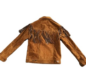 Men's Vintage Suede Leather <b>Jacket</b> With <b>Fringe</b> Turn-down Collar Regular Fit Autumn Wear - Product Image 2