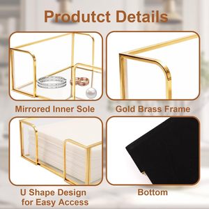 Gold Napkin Holder Acrylic <b>Flat</b> Guest Towel Tray Clear Tissue <b>Box</b> Dispenser Square Tabletop Paper Napkin Storage Basket Caddy - Product Image 5