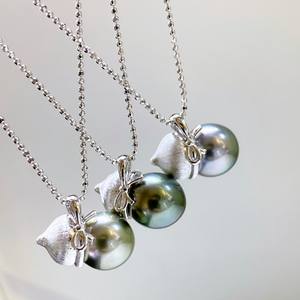 Pendentif gourde Fulu en argent pur S925 exquis avec incrustation de perle noire Daxidi 9-10 mm, pendentifs et breloques en perles incrustées inspirés de l'eau de mer - Product Image 1