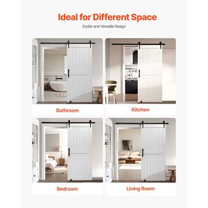 Puerta Corredera de MDF de Alta Resistencia de 36 x 84 Pulgadas con Kit de Herrajes de Fácil Instalación, Superficie de PVC Resistente al Agua, Fácil Instalación - Product Image 6