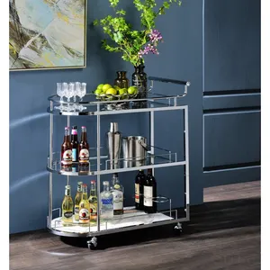 Chariot de service en métal fait main, chariot de bar de luxe, mobilier roulant moderne pour la maison, l'hôtel, le restaurant, les fêtes et les événements – Qualité supérieure - Product Image 1